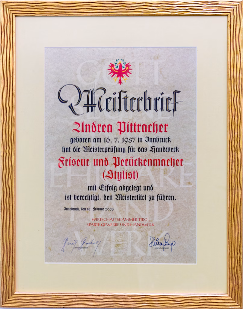 Meisterbrief Andrea Pircher